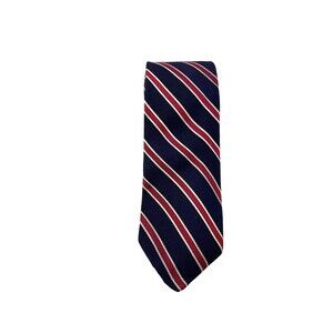 Philippe Longet Necktie Mens All Silk Blue Red Striped Tie